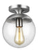 Generation Lighting - 7501801-04 - One Light Wall / Ceiling Semi-Flush Mount - Leo-Hanging Globe - Satin Aluminum