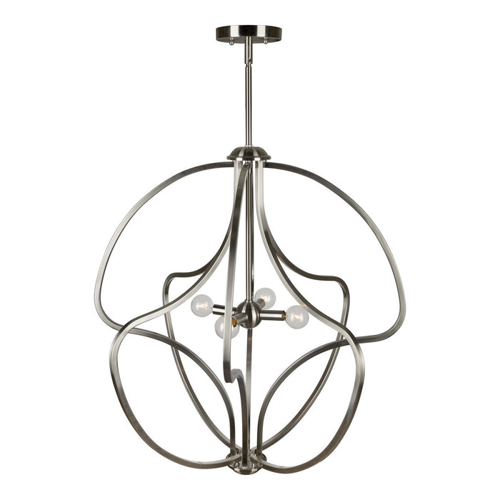 Forte - 7100-04-55 - Four Light Foyer Pendant - Brushed Nickel