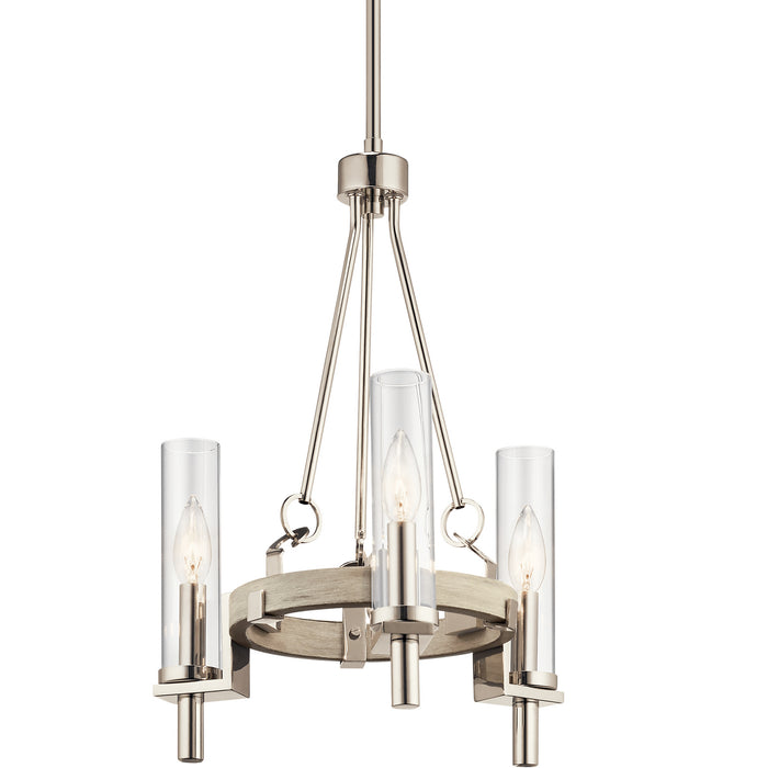 Three Light Chandelier from the Telan collection in White Washed Wood finish