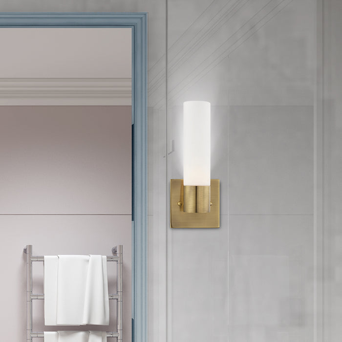 One Light Wall Sconce from the Aero collection in Antique Brass finish