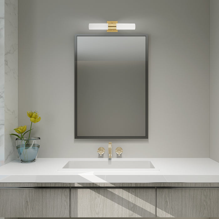 Two Light Bath Vanity from the Aero collection in Satin Brass finish