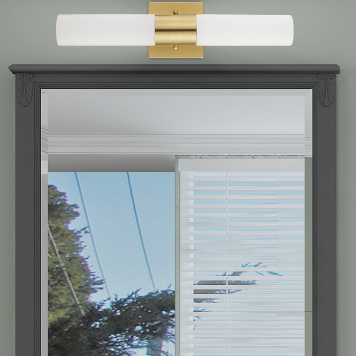 Two Light Bath Vanity from the Aero collection in Satin Brass finish