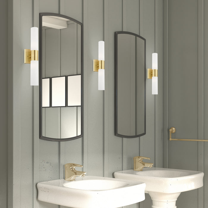 Two Light Bath Vanity from the Aero collection in Satin Brass finish