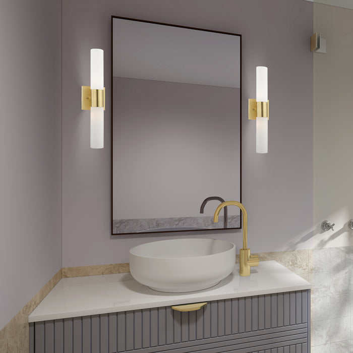 Two Light Bath Vanity from the Aero collection in Satin Brass finish