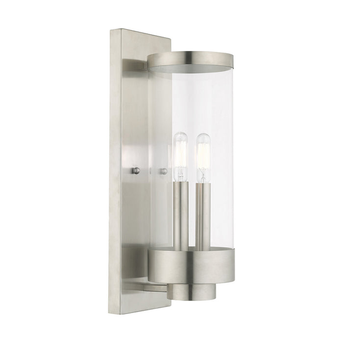 Livex Lighting - 20722-91 - Two Light Outdoor Wall Lantern - Hillcrest - Brushed Nickel
