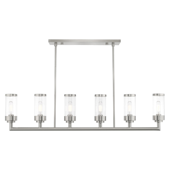 Livex Lighting - 40476-91 - Six Light Linear Chandelier - Hillcrest - Brushed Nickel