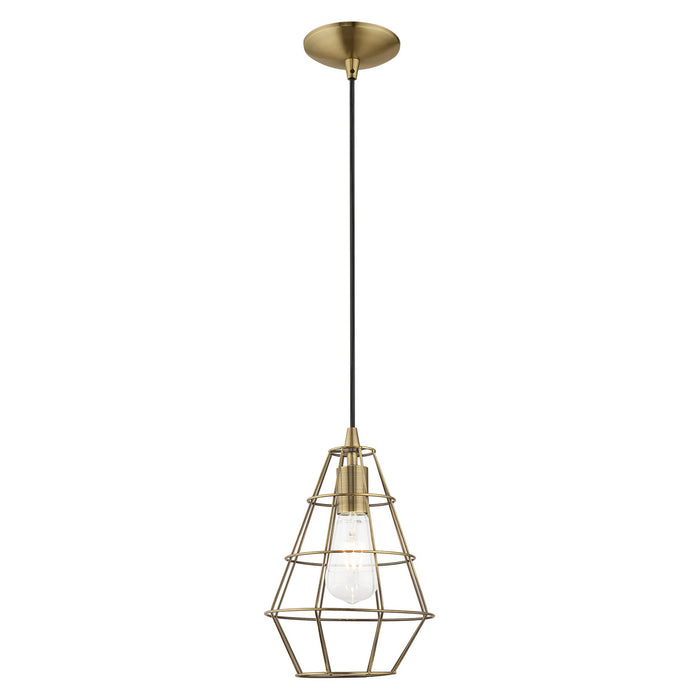 Livex Lighting - 41322-01 - One Light Mini Pendant - Geometric Shade Mini Pendants - Antique Brass