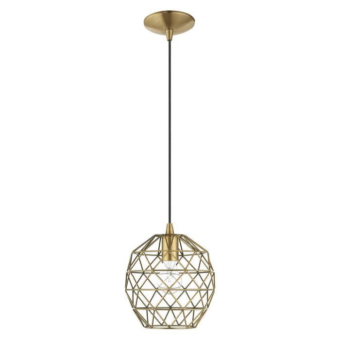 Livex Lighting - 41326-01 - One Light Mini Pendant - Geometric Shade Mini Pendants - Antique Brass