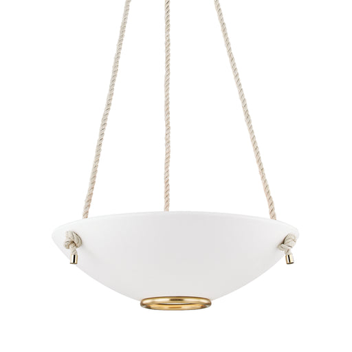 Hudson Valley - MDS451-AGB/WP - Three Light Pendant - Plaster No.2 - Aged Brass/White Plaster