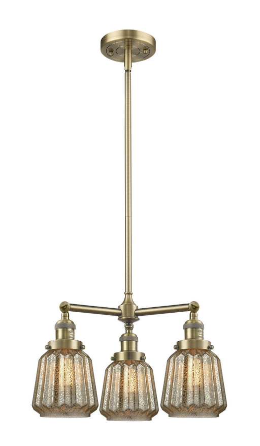 Innovations - 207-AB-G146 - Three Light Chandelier - Franklin Restoration - Antique Brass