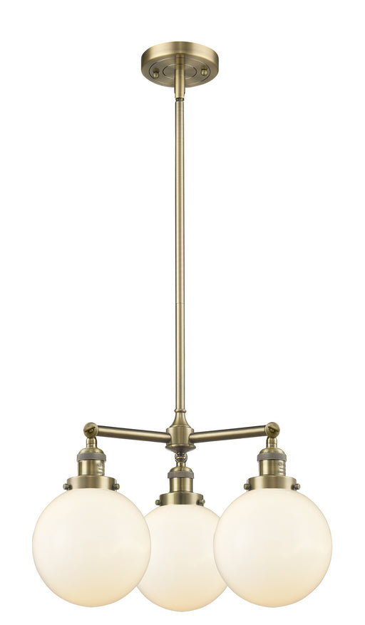 Innovations - 207-AB-G201-8 - Three Light Chandelier - Franklin Restoration - Antique Brass