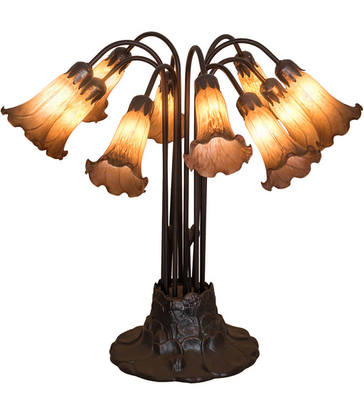 Meyda Tiffany - 14369 - Ten Light Table Lamp - Amber Pond Lily - Mahogany Bronze