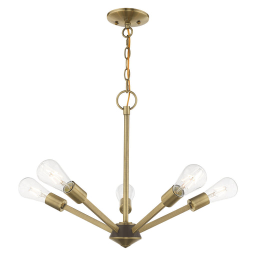 Livex Lighting - 51155-01 - Five Light Chandelier - Prague - Antique Brass with Bronze Accents