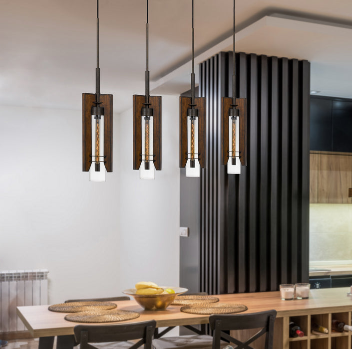 Four Light Pendant from the Almeria collection in Pine/Iron finish