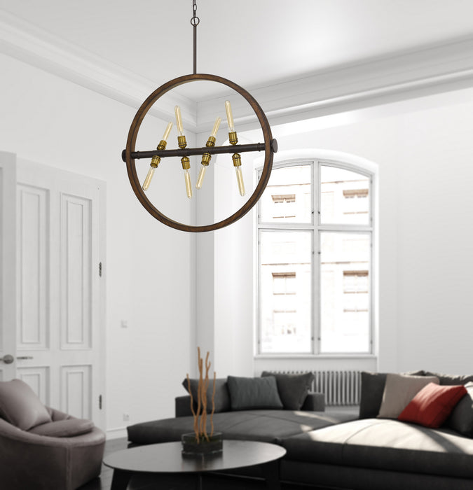 Eight Light Chandelier from the Teramo collection in Oak/Iron finish