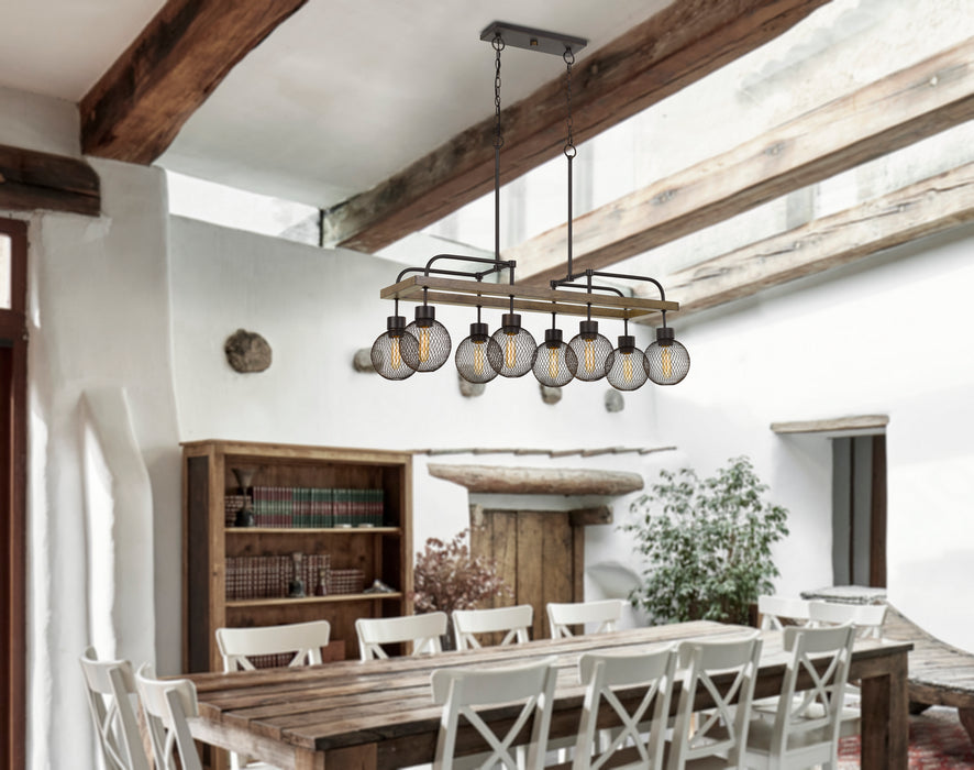 Eight Light Chandelier from the Forio collection in Pine/Iron finish