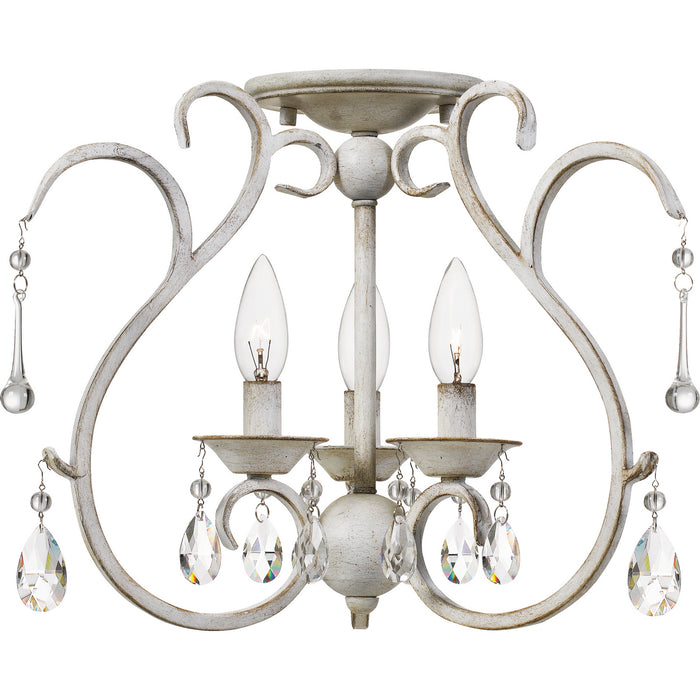 Three Light Semi-Flush Mount from the Blanca collection in Antique White finish