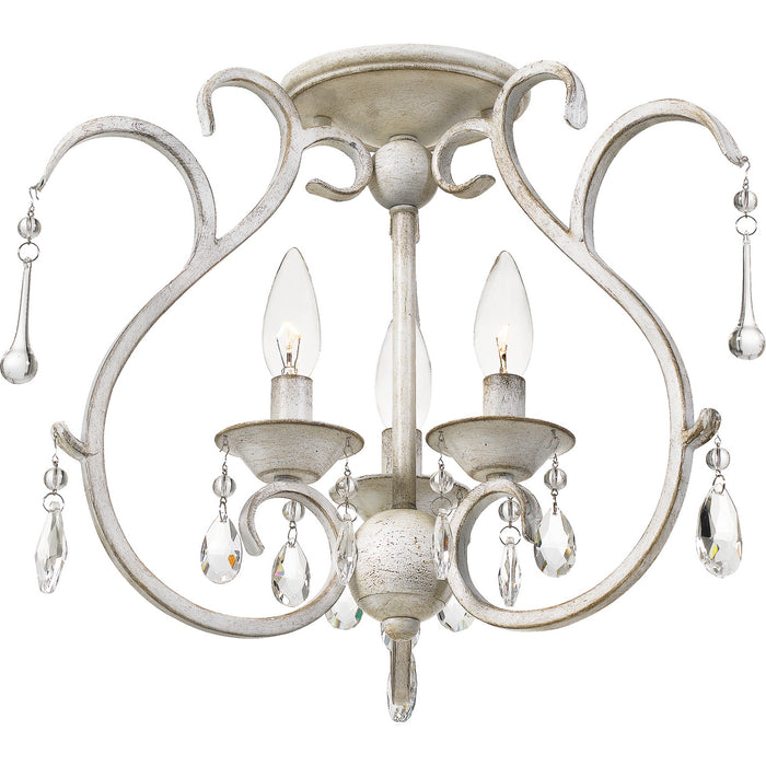 Three Light Semi-Flush Mount from the Blanca collection in Antique White finish