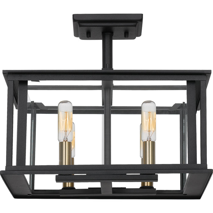 Four Light Semi-Flush Mount from the Citadel collection in Earth Black finish