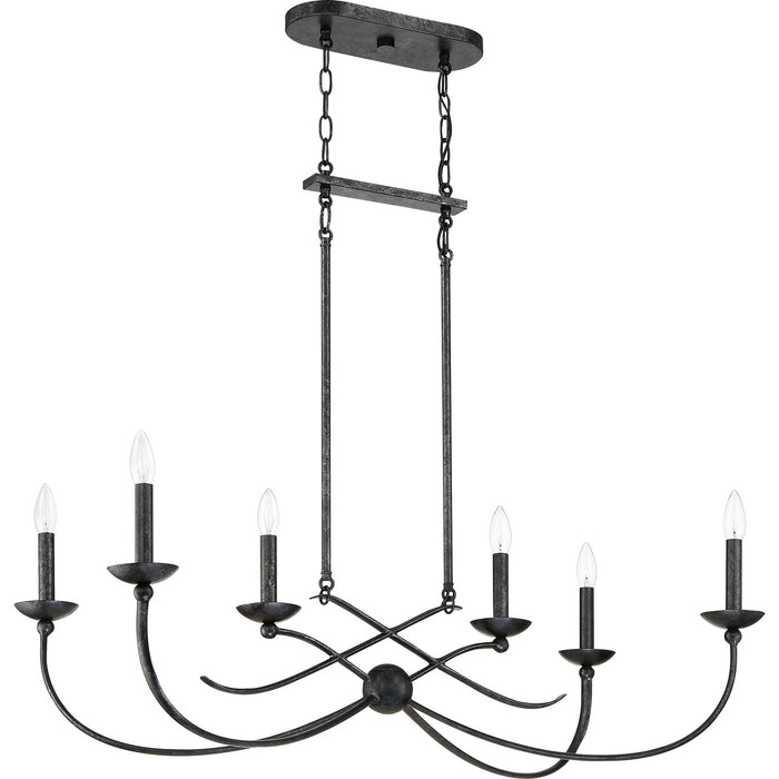 Six Light Island Chandelier from the Calligraphy collection in Old Black Finish finish