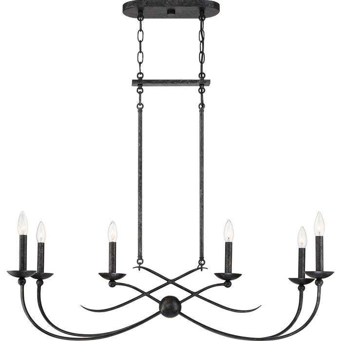 Six Light Island Chandelier from the Calligraphy collection in Old Black Finish finish