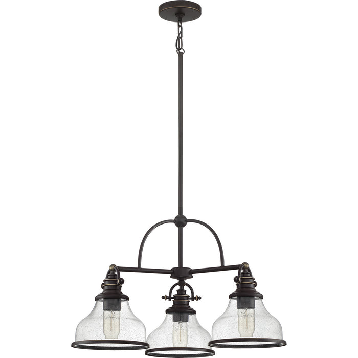 Three Light Chandelier from the Grant collection in Palladian Bronze finish
