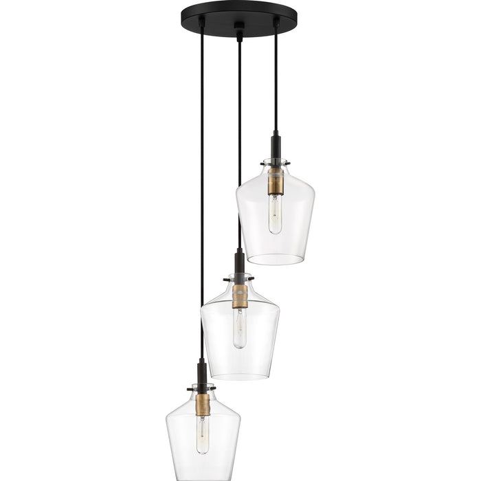Three Light Pendant from the June collection in Earth Black finish
