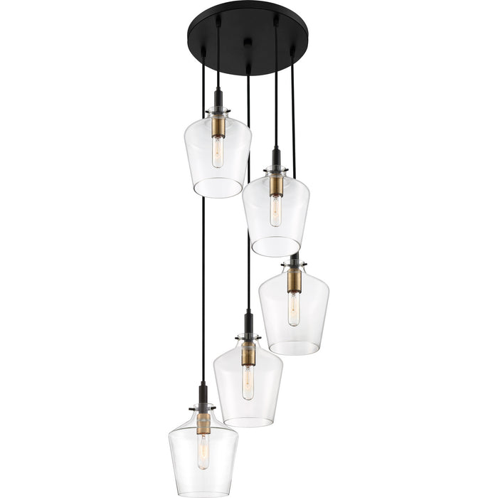 Five Light Pendant from the June collection in Earth Black finish