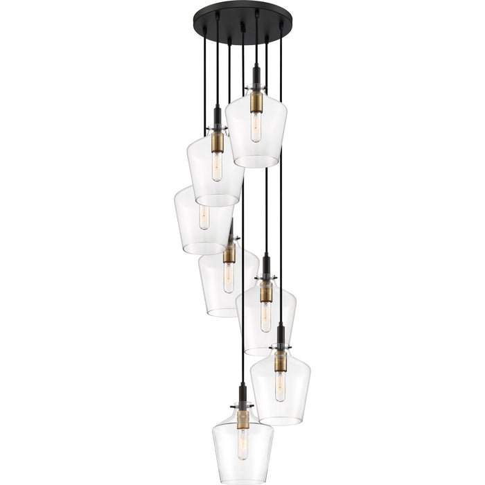 Seven Light Pendant from the June collection in Earth Black finish