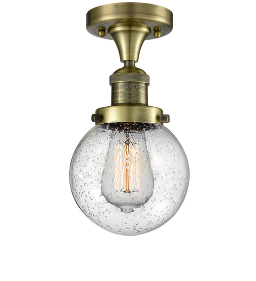 Innovations - 517-1CH-AB-G204-6-LED - LED Semi-Flush Mount - Franklin Restoration - Antique Brass