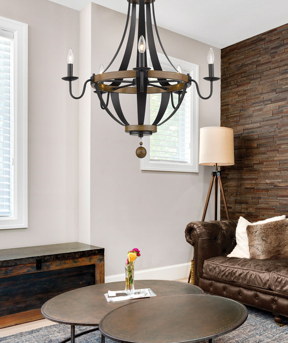 Five Light Chandelier from the Ellijay collection in Matte Black/Wood Tone finish