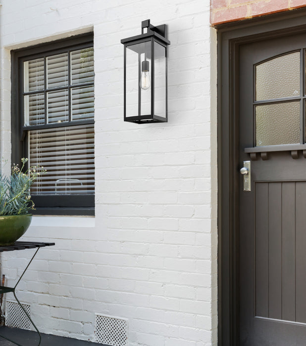 One Light Outdoor Wall Bracket from the Barkeley collection in Powder Coat Black finish
