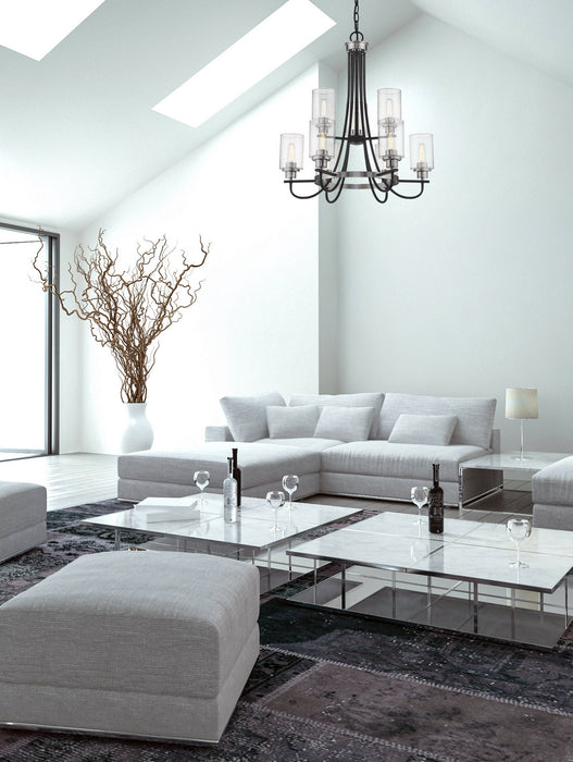 Nine Light Chandelier from the Clifton collection in Matte Black/Brushed Nickel finish