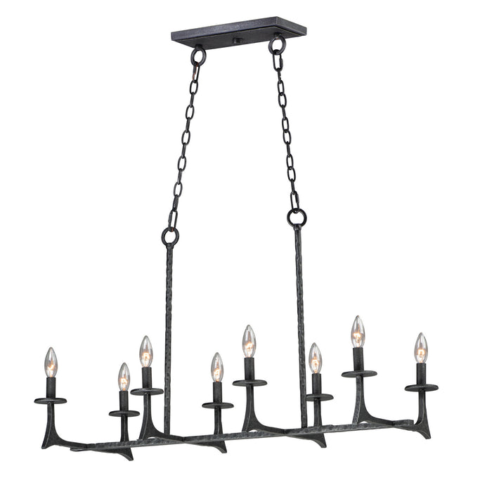 Eight Light Linear Pendant from the Anvil collection in Natural Iron finish