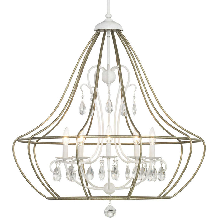 Five Light Chandelier from the Fleurette collection in Cottage White finish
