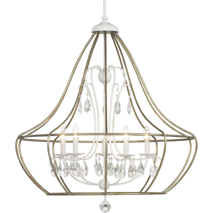 Five Light Chandelier from the Fleurette collection in Cottage White finish