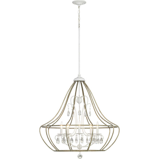 Progress Lighting - P400152-151 - Five Light Chandelier - Fleurette - Cottage White