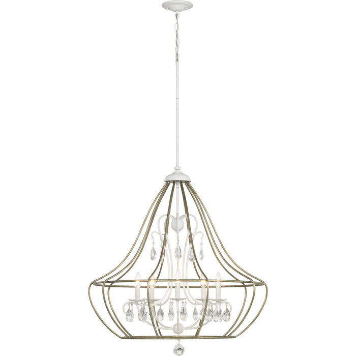 Progress Lighting - P400152-151 - Five Light Chandelier - Fleurette - Cottage White
