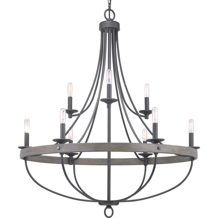 Nine Light Chandelier from the Gulliver collection in Graphite finish