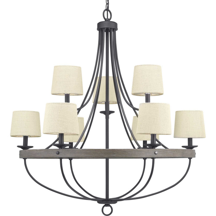 Nine Light Chandelier from the Gulliver collection in Graphite finish
