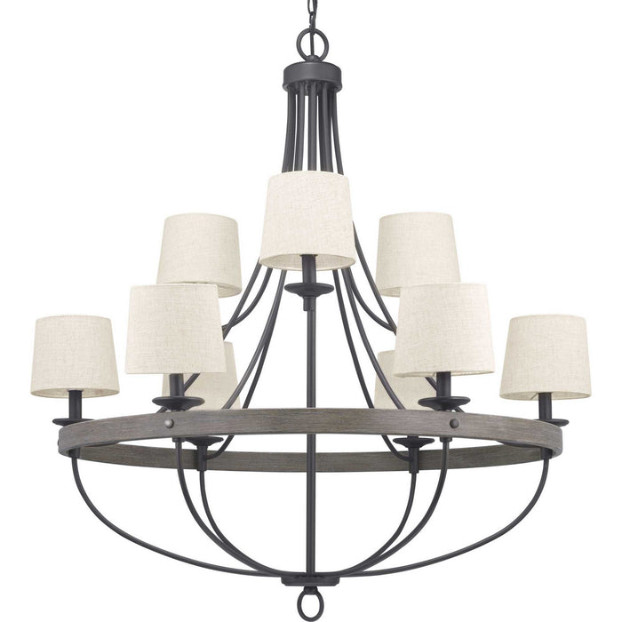 Nine Light Chandelier from the Gulliver collection in Graphite finish