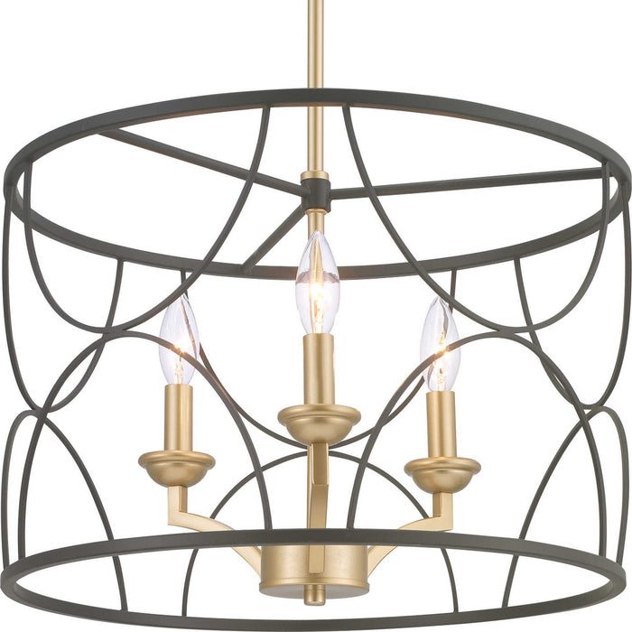 Three Light Chandelier from the Landree collection in Black finish