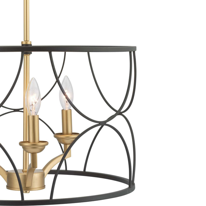 Three Light Chandelier from the Landree collection in Black finish