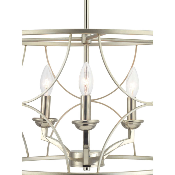 Three Light Chandelier from the Landree collection in Silver Ridge finish
