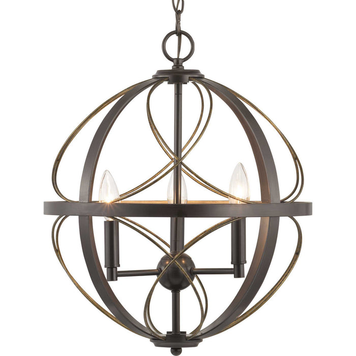 Three Light Pendant from the Brandywine collection in Antique Bronze finish