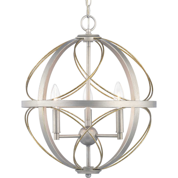 Three Light Pendant from the Brandywine collection in Silver Ridge finish