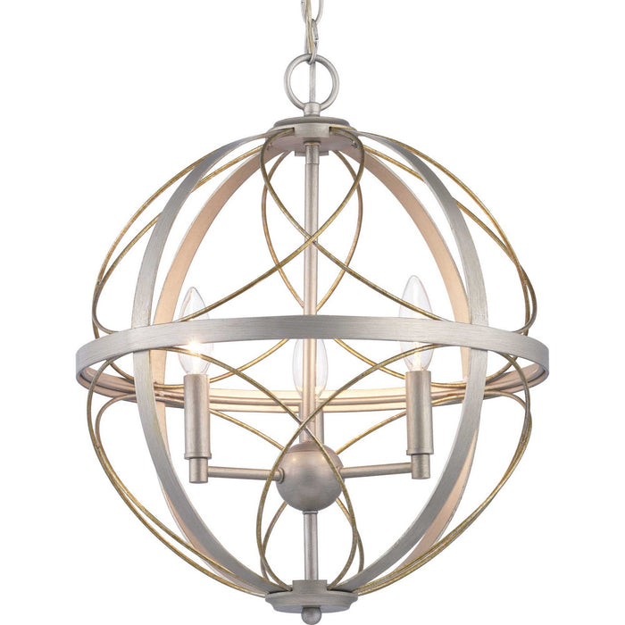 Three Light Pendant from the Brandywine collection in Silver Ridge finish