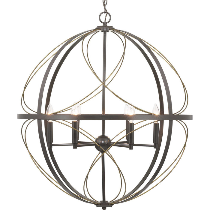 Six Light Pendant from the Brandywine collection in Antique Bronze finish