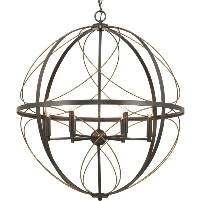 Six Light Pendant from the Brandywine collection in Antique Bronze finish
