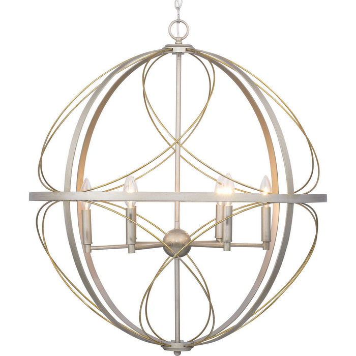 Six Light Pendant from the Brandywine collection in Silver Ridge finish